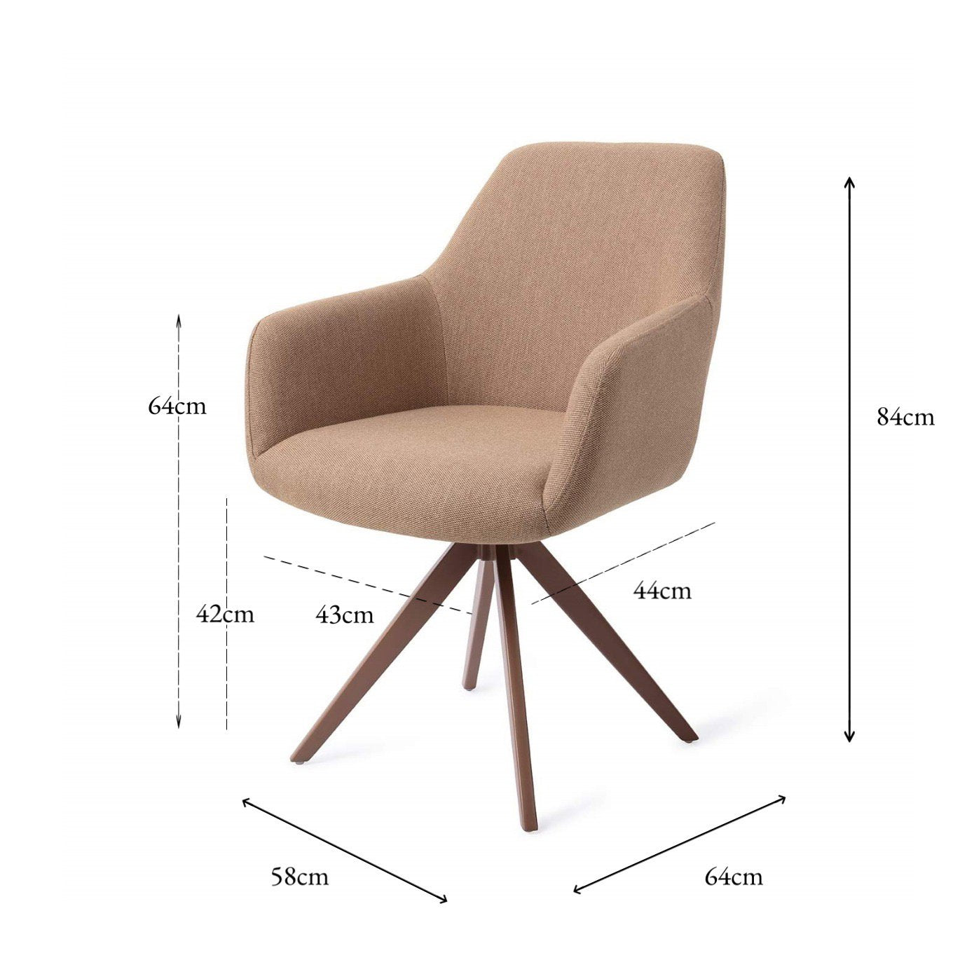 Jesper Home Hiroo Whisper Wheat Eetkamerstoel - Turn Brown - KwaliteitWonen.nl