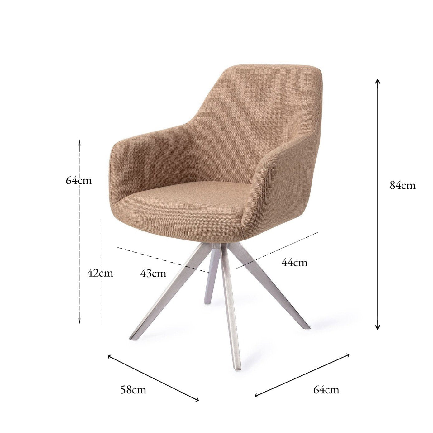 Jesper Home Hiroo Whisper Wheat Eetkamerstoel - Turn Steel - KwaliteitWonen.nl