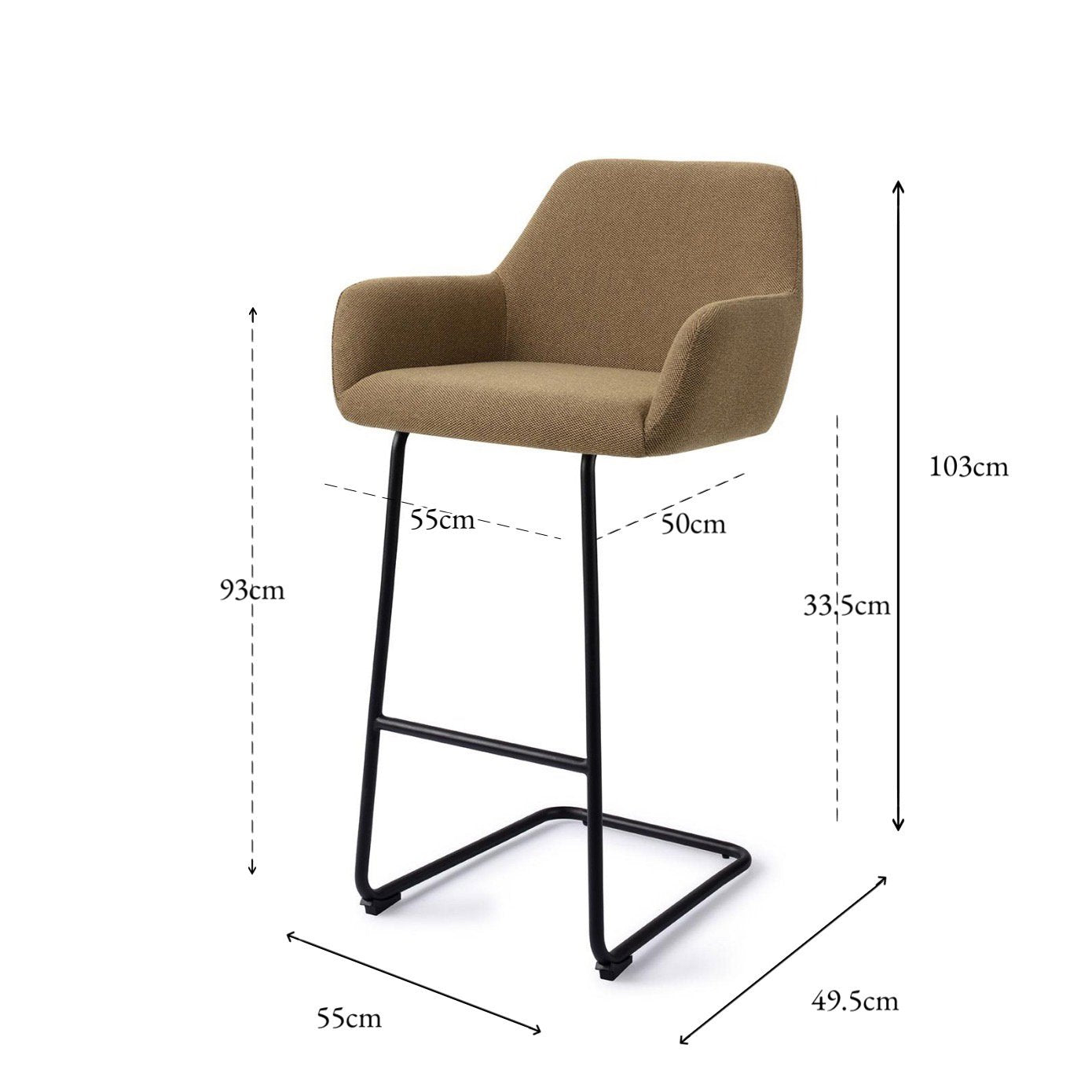 Jesper Home Hiroo Willow Barkruk - Arch Black (H) - KwaliteitWonen.nl