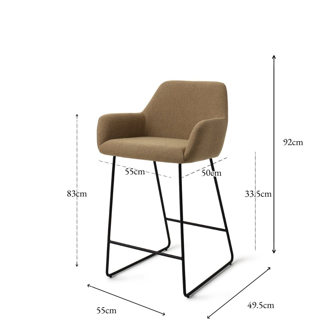 Jesper Home Hiroo Willow Barkruk - Slide Black (L) - KwaliteitWonen.nl