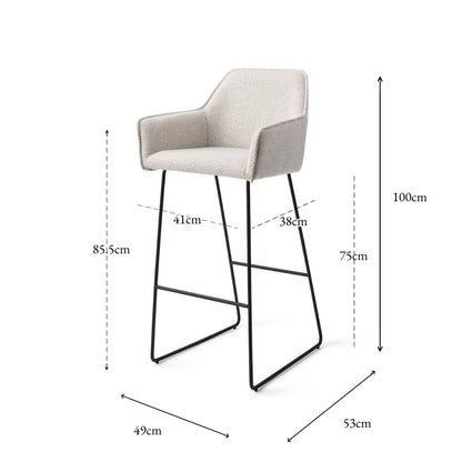 Jesper Home Hofu Checkers Charm Barkruk - Slide Black (H) - KwaliteitWonen.nl