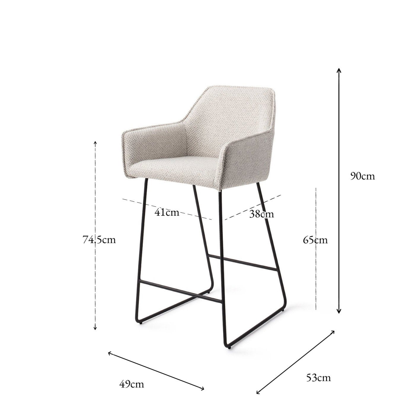 Jesper Home Hofu Checkers Charm Barkruk - Slide Black (L) - KwaliteitWonen.nl