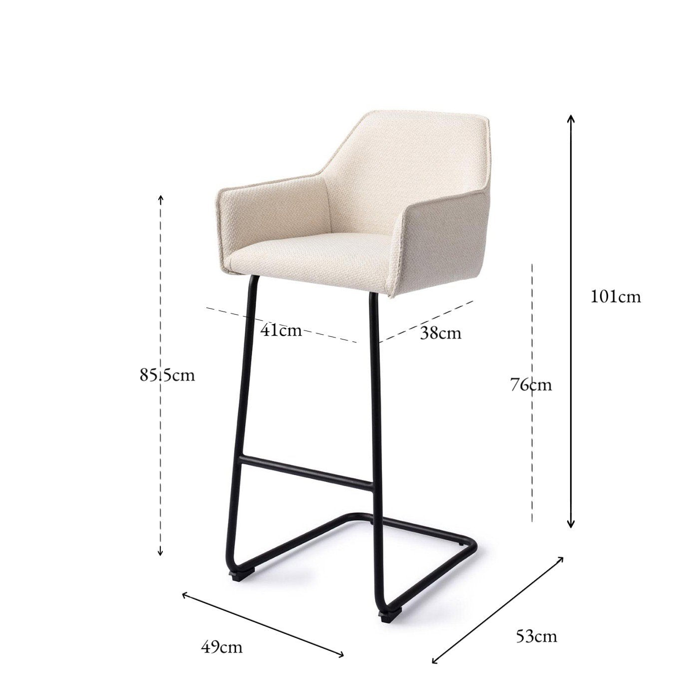Jesper Home Hofu Enoki Barkruk - Arch Black (H) - KwaliteitWonen.nl