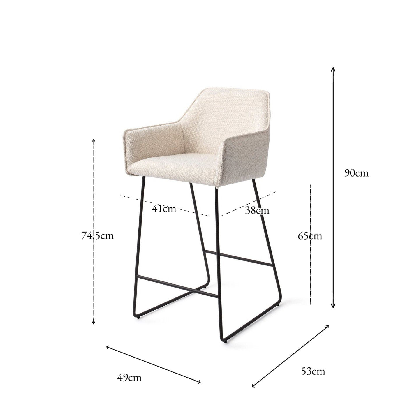 Jesper Home Hofu Enoki Barkruk - Slide Black (L) - KwaliteitWonen.nl