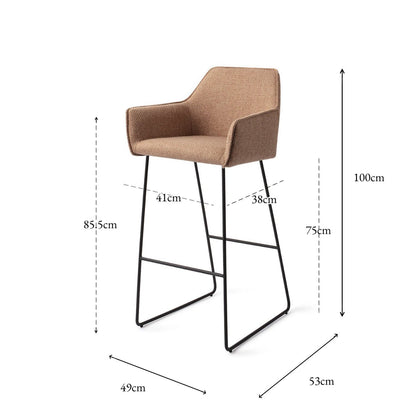 Jesper Home Hofu French Toast Barkruk - Slide Black (H) - KwaliteitWonen.nl