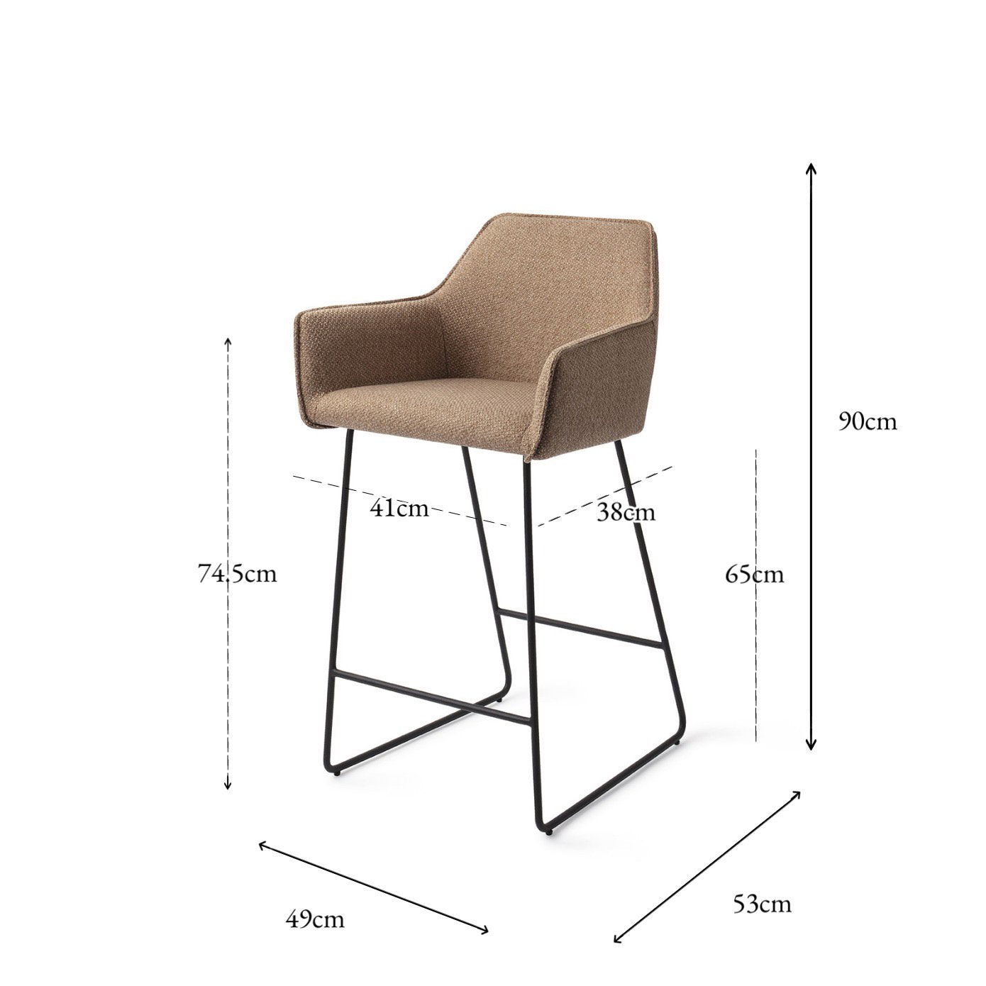 Jesper Home Hofu French Toast Barkruk - Slide Black (L) - KwaliteitWonen.nl