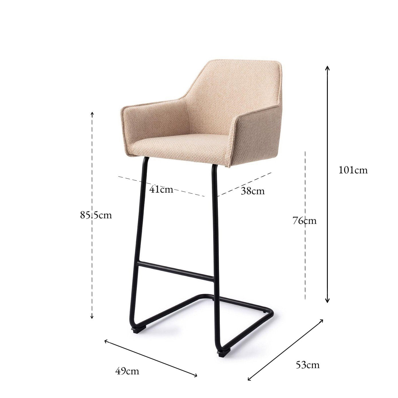Jesper Home Hofu Wild Walnut Barkruk - Arch Black (H) - KwaliteitWonen.nl