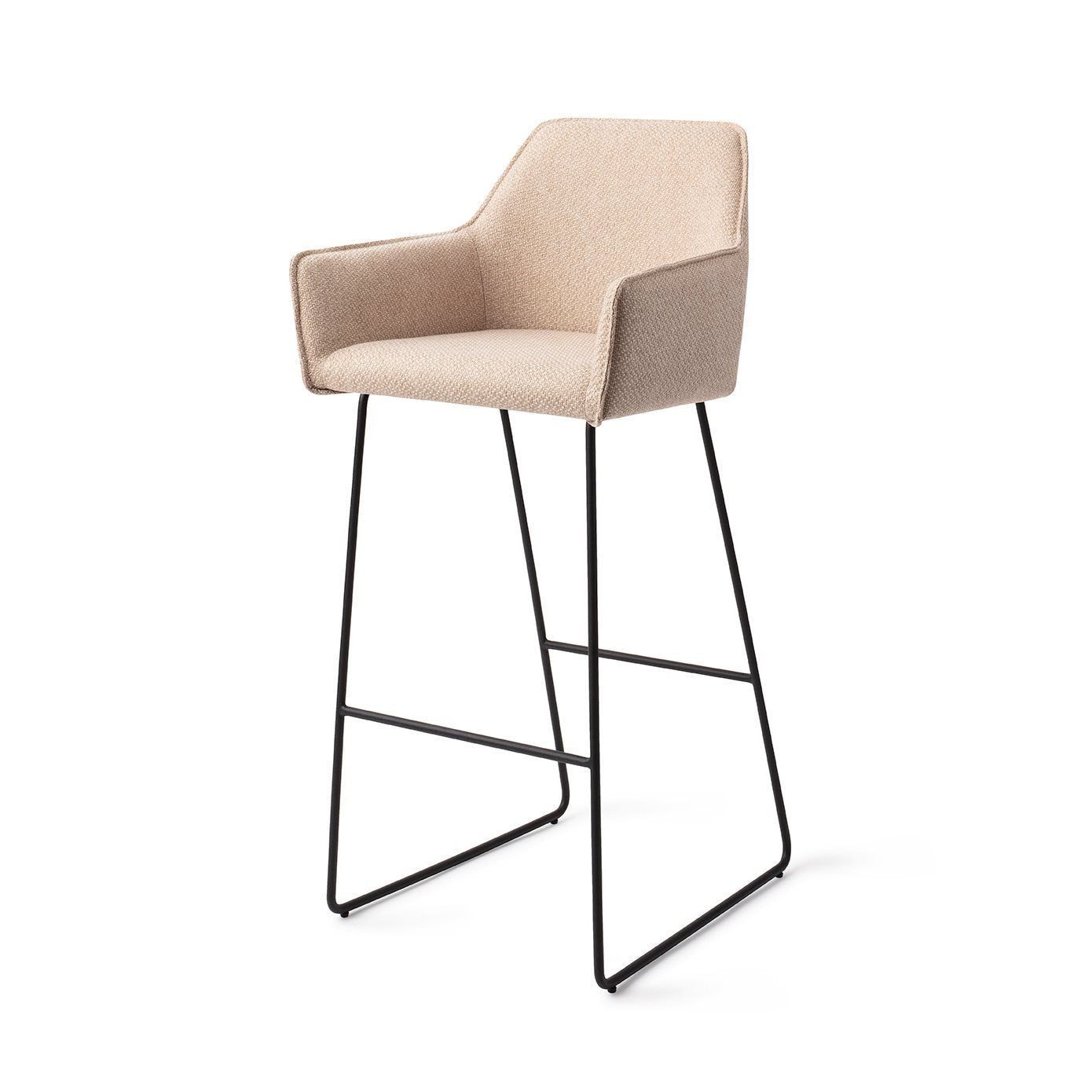 Jesper Home Hofu Wild Walnut Barkruk - Slide Black (H) - KwaliteitWonen.nl