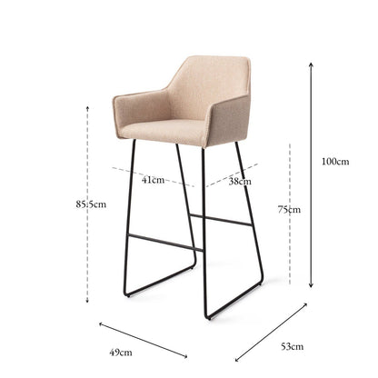 Jesper Home Hofu Wild Walnut Barkruk - Slide Black (H) - KwaliteitWonen.nl