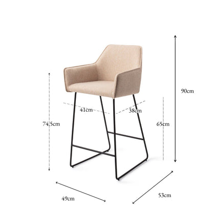 Jesper Home Hofu Wild Walnut Barkruk - Slide Black (L) - KwaliteitWonen.nl