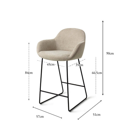 Jesper Home Kushi Barkruk Ivory Ivy - Slide Black (L) - KwaliteitWonen.nl