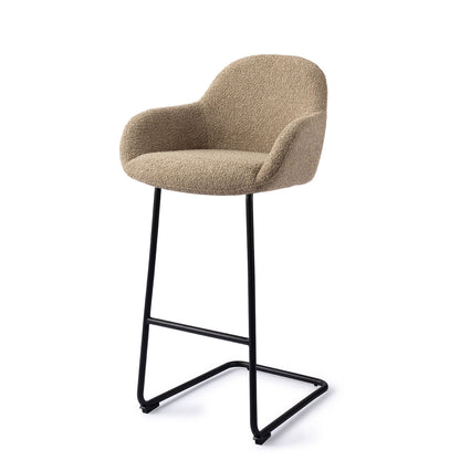 Jesper Home Kushi Moss Meadow Barkruk (H) - Bar Arch Black - KwaliteitWonen.nl
