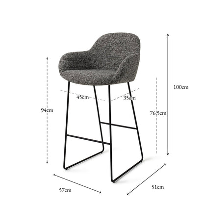 Jesper Home Kushi Skyfall Barkruk - Slide Black (H) - KwaliteitWonen.nl