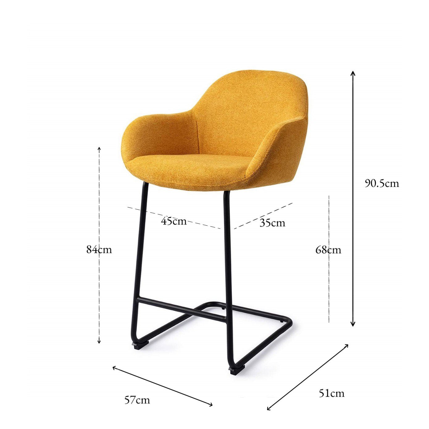 Jesper Home Kushi Sweet Corn Barkruk - Arch Black (L) - KwaliteitWonen.nl