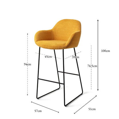 Jesper Home Kushi Sweet Corn Barkruk - Slide Black (H) - KwaliteitWonen.nl