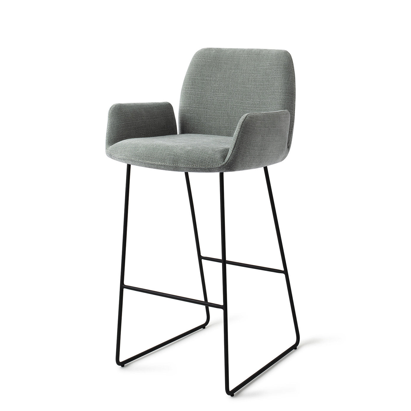 Jesper Home Misaki Breezy Blue Barkruk (H) - Bar Slide Black - KwaliteitWonen.nl