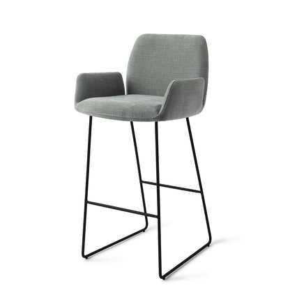 Jesper Home Misaki Breezy Blue Barkruk (H) - Bar Slide Black - KwaliteitWonen.nl