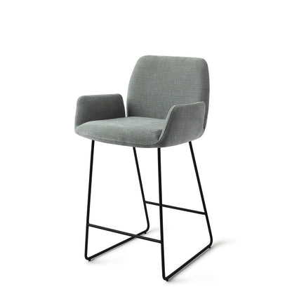 Jesper Home Misaki Breezy Blue Barkruk (L) - Counter Slide Black - KwaliteitWonen.nl
