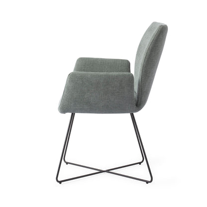 Jesper Home Misaki Breezy Blue Eetkamerstoel - Cross Black - KwaliteitWonen.nl