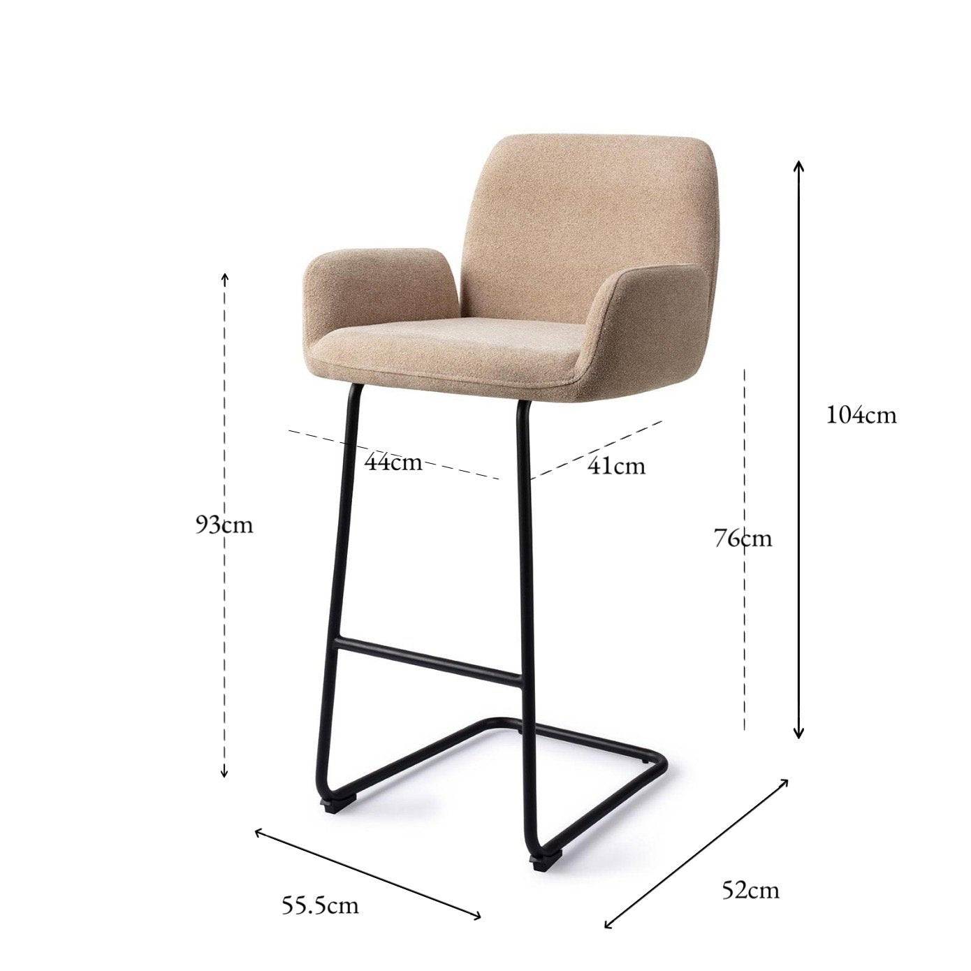 Jesper Home Misaki Funky Fudge Barkruk - Arch Black (H) - KwaliteitWonen.nl