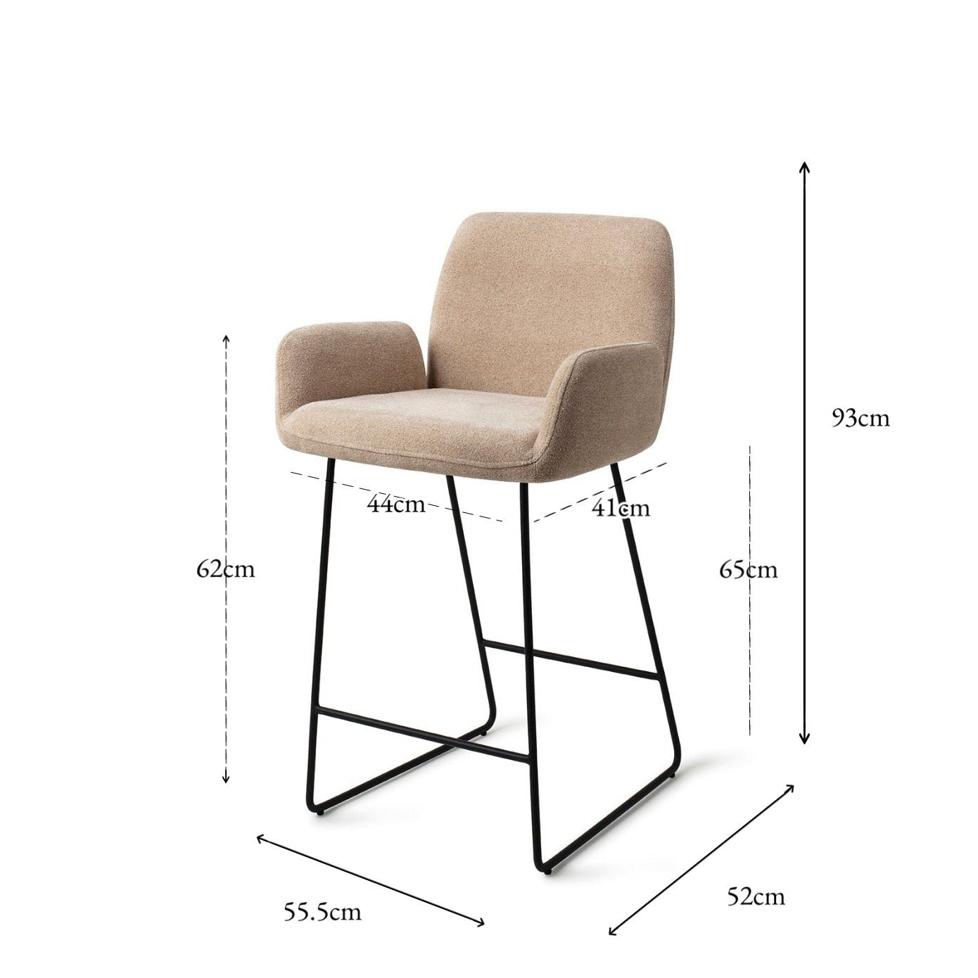 Jesper Home Misaki Funky Fudge Barkruk - Slide Black (L) - KwaliteitWonen.nl