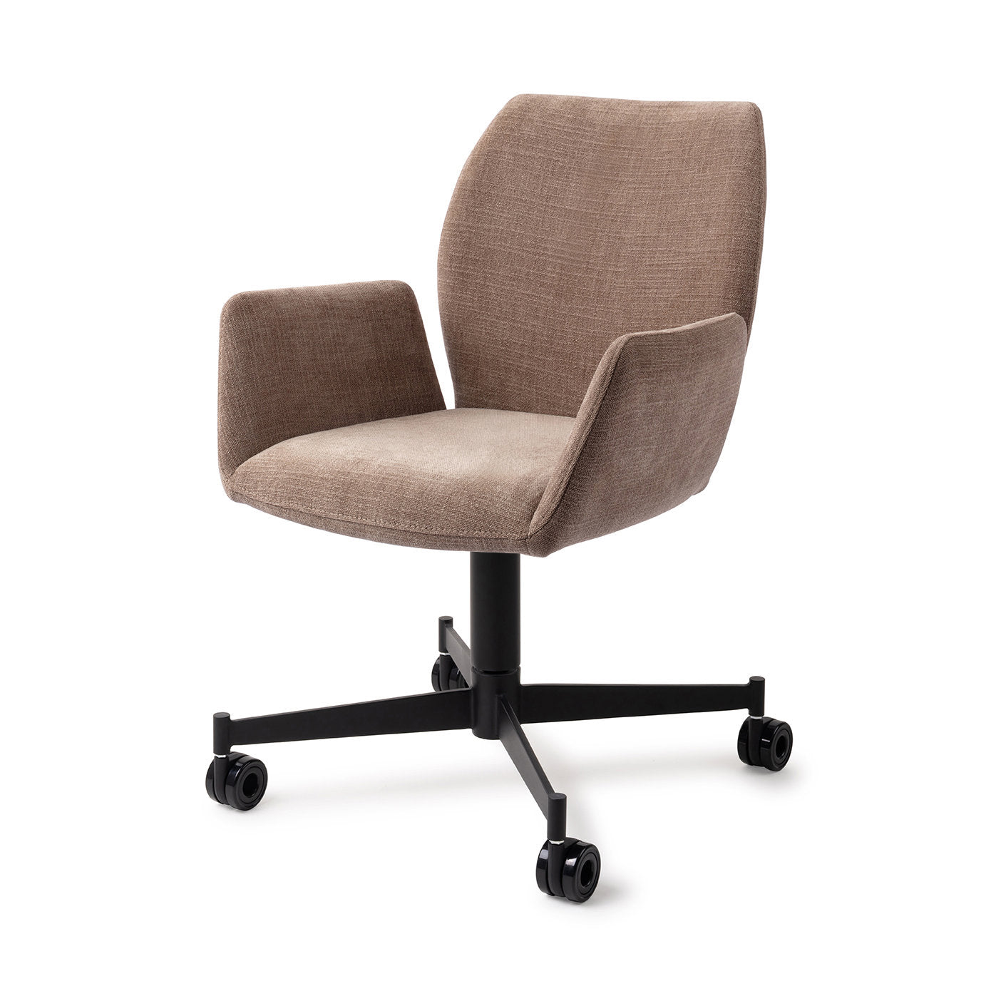 Jesper Home Misaki Mocha Mist Eetkamerstoel - Caster Black - KwaliteitWonen.nl