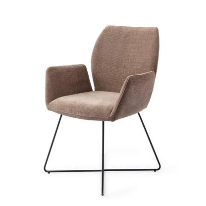 Jesper Home Misaki Mocha Mist Eetkamerstoel - Cross Black - KwaliteitWonen.nl