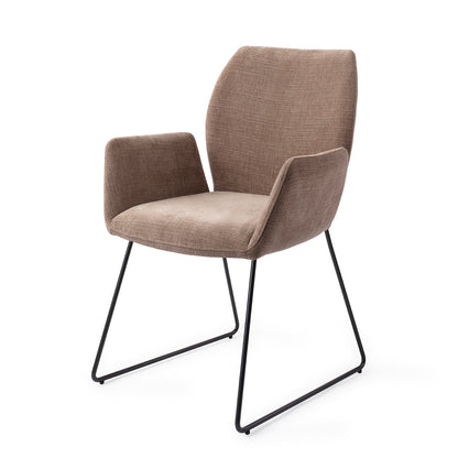 Jesper Home Misaki Mocha Mist Eetkamerstoel - Slide Black-Kwaliteitwonen.nl