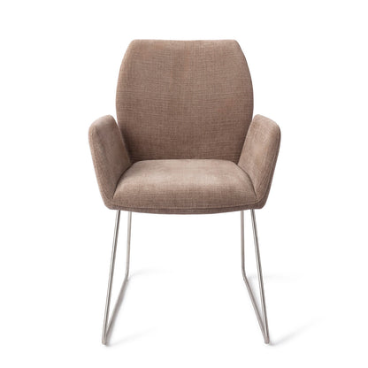 Jesper Home Misaki Mocha Mist Eetkamerstoel - Slide Steel - KwaliteitWonen.nl