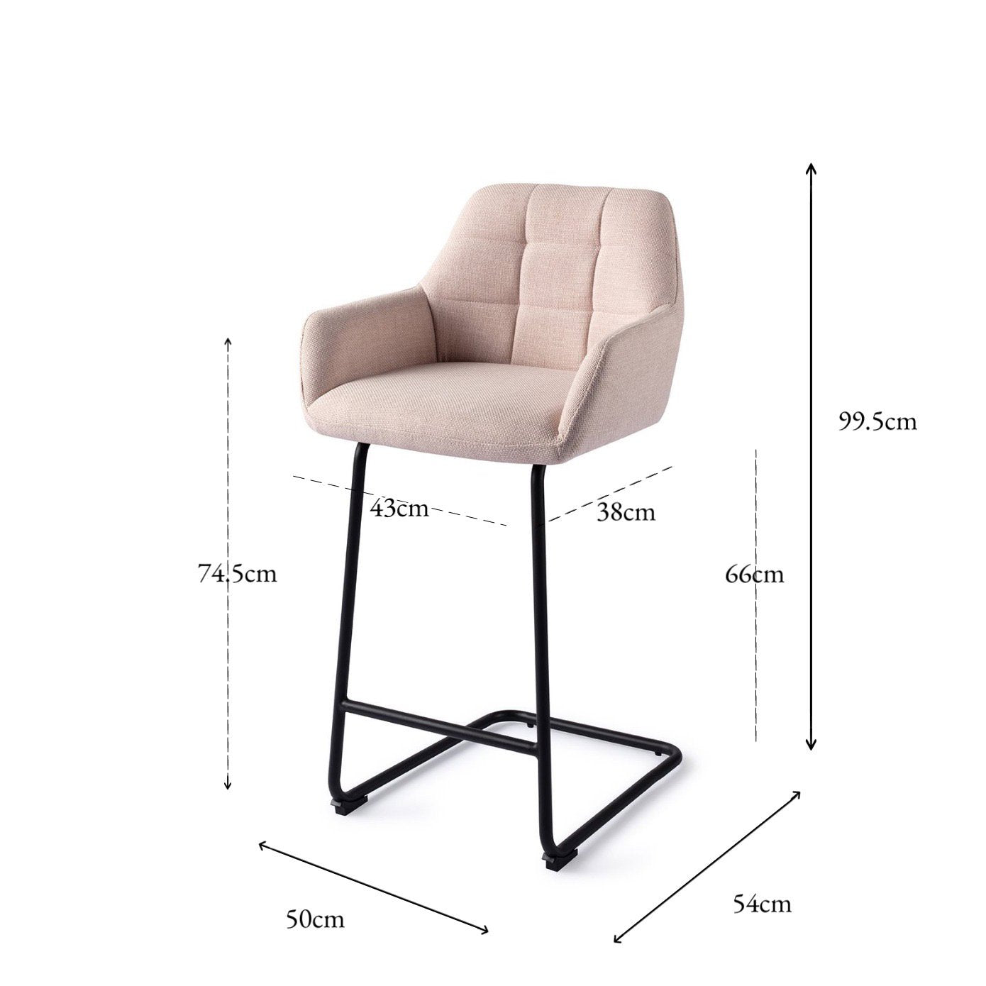 Jesper Home Noto Petal Pink Barkruk - Arch Black (L) - KwaliteitWonen.nl