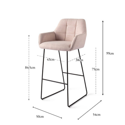Jesper Home Noto Petal Pink Barkruk - Slide Black (H) - KwaliteitWonen.nl