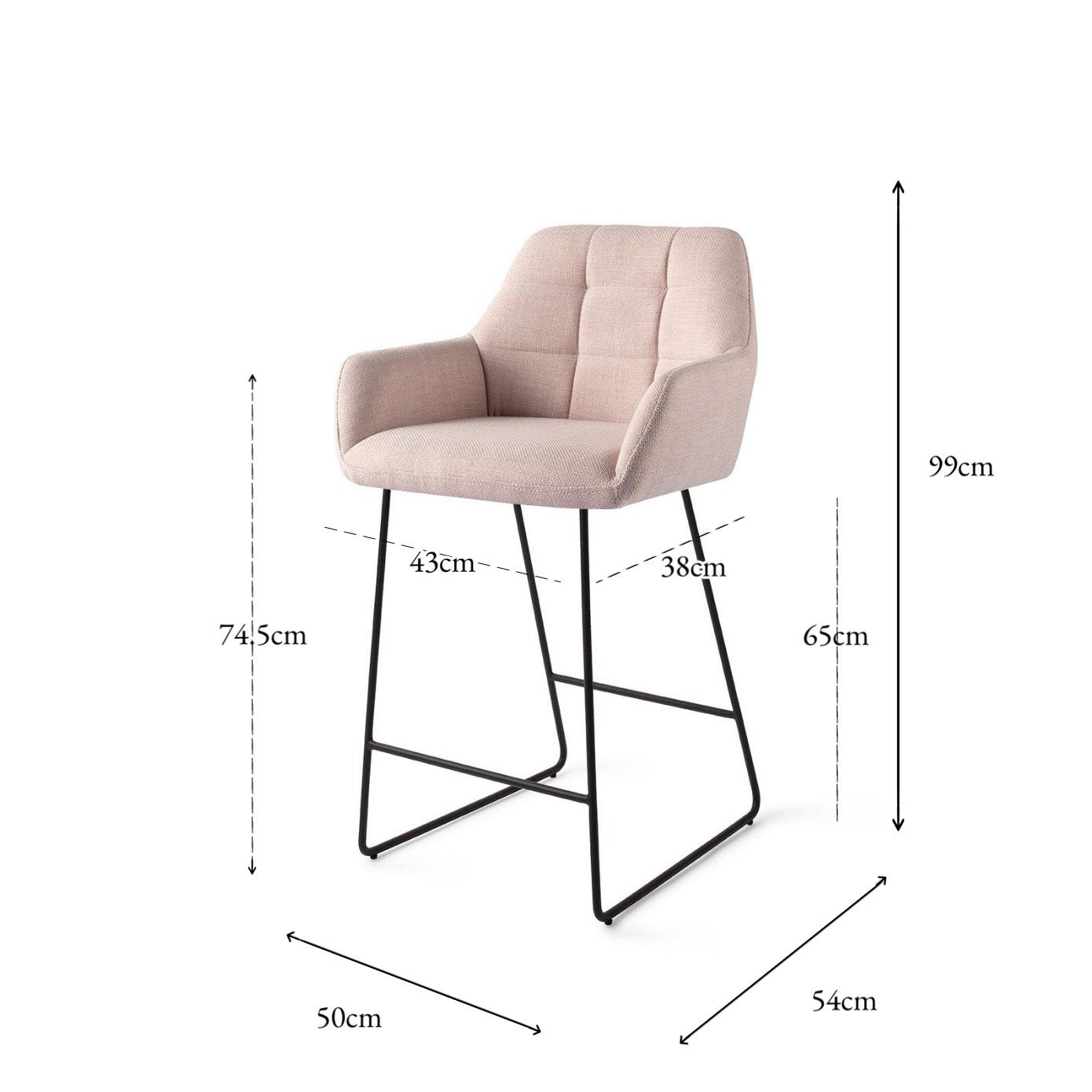 Jesper Home Noto Petal Pink Barkruk - Slide Black (L) - KwaliteitWonen.nl