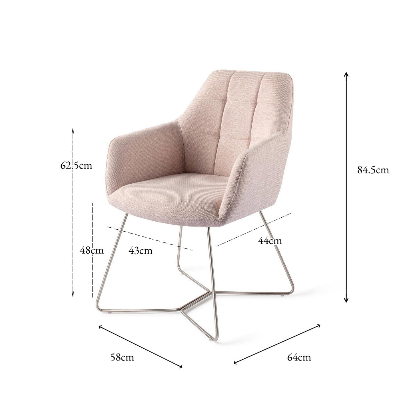 Jesper Home Noto Petal Pink Eetkamerstoel - Beehive Steel - KwaliteitWonen.nl