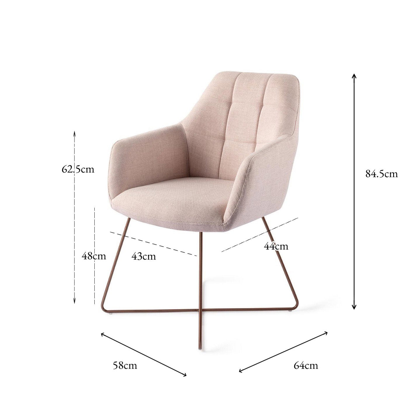 Jesper Home Noto Petal Pink Eetkamerstoel - Cross Rose - KwaliteitWonen.nl