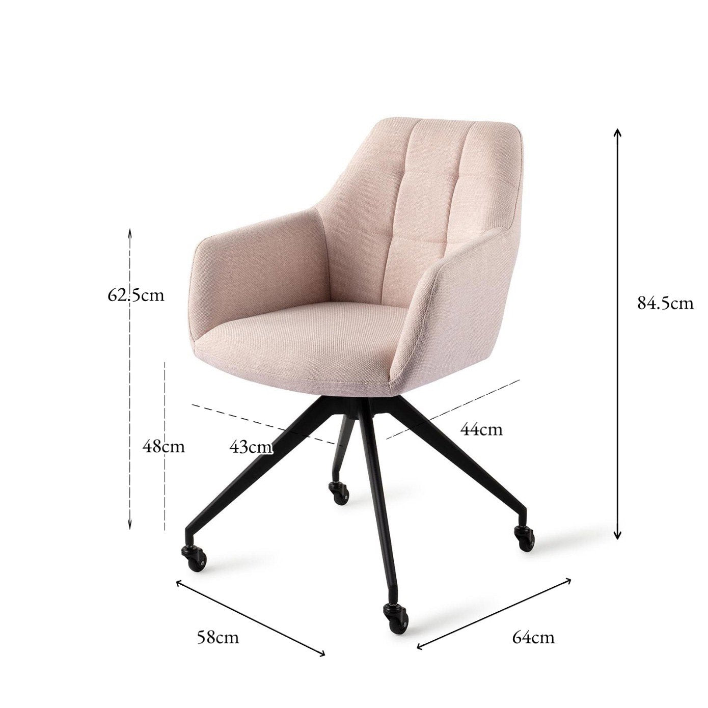 Jesper Home Noto Petal Pink Eetkamerstoel - Glide Black - KwaliteitWonen.nl