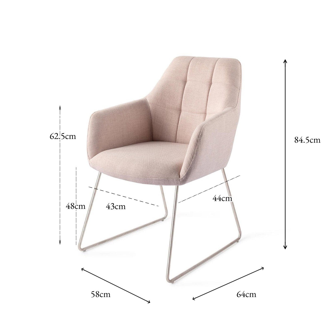 Jesper Home Noto Petal Pink Eetkamerstoel - Slide Steel - KwaliteitWonen.nl