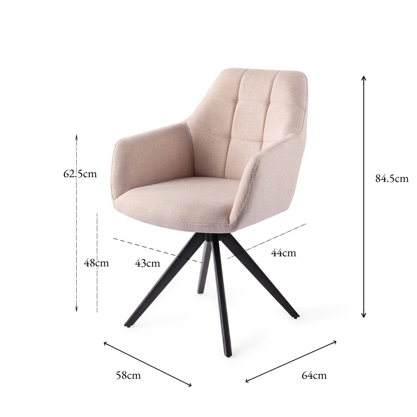 Jesper Home Noto Petal Pink Eetkamerstoel - Turn Black - KwaliteitWonen.nl