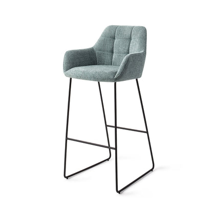 Jesper Home Noto Real Teal Barkruk - Slide Black (H) - KwaliteitWonen.nl