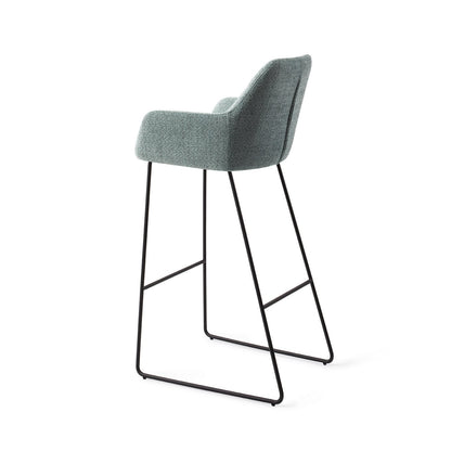 Jesper Home Noto Real Teal Barkruk - Slide Black (H) - KwaliteitWonen.nl