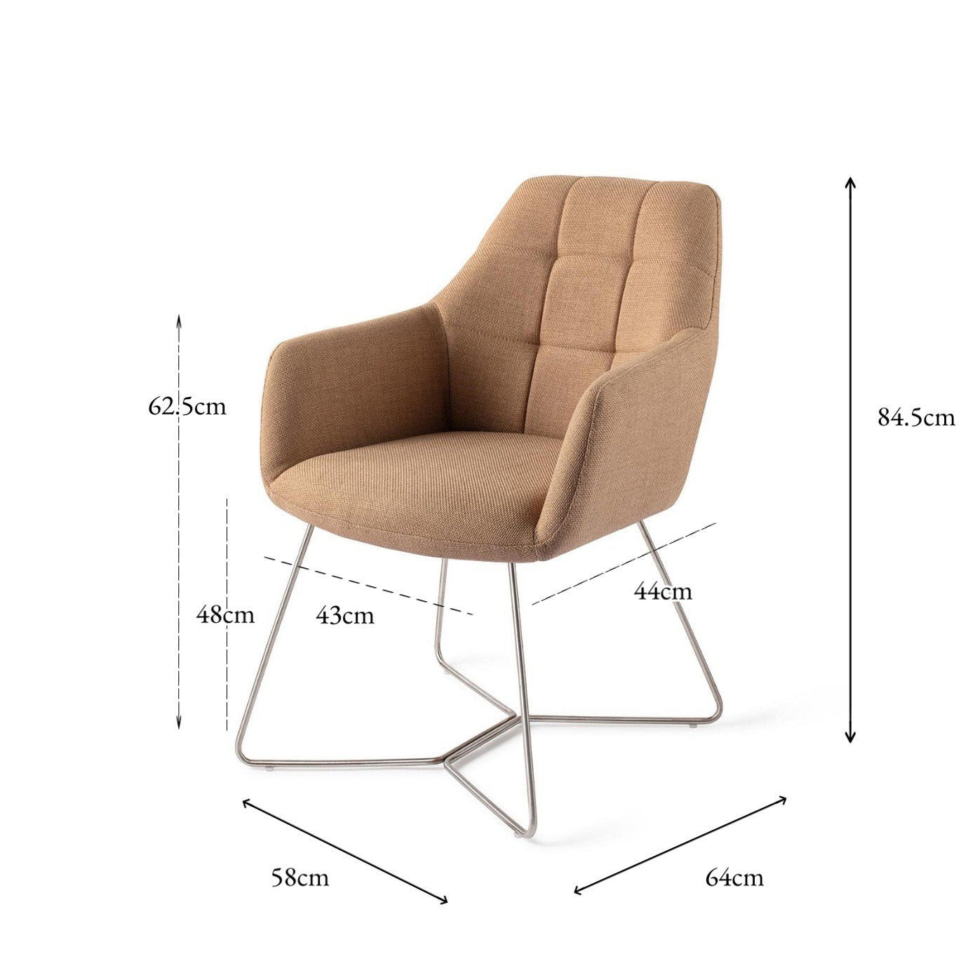Jesper Home Noto Toasted Toffee Eetkamerstoel - Beehive Steel - KwaliteitWonen.nl