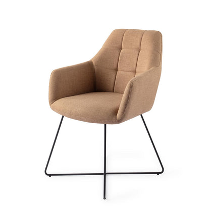 Jesper Home Noto Toasted Toffee Eetkamerstoel - Cross Black - KwaliteitWonen.nl