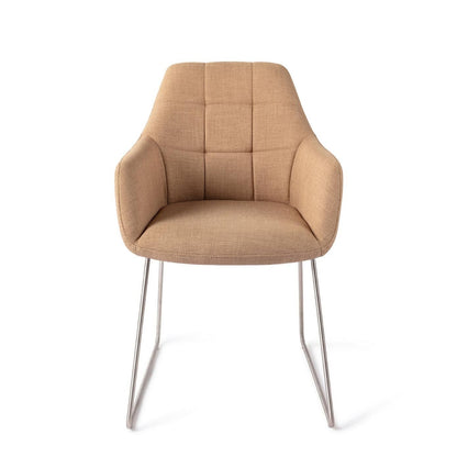 Jesper Home Noto Toasted Toffee Eetkamerstoel - Slide Steel - KwaliteitWonen.nl