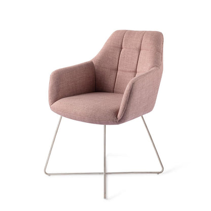 Jesper Home Noto VIntage Rose Eetkamerstoel - Cross Steel - KwaliteitWonen.nl