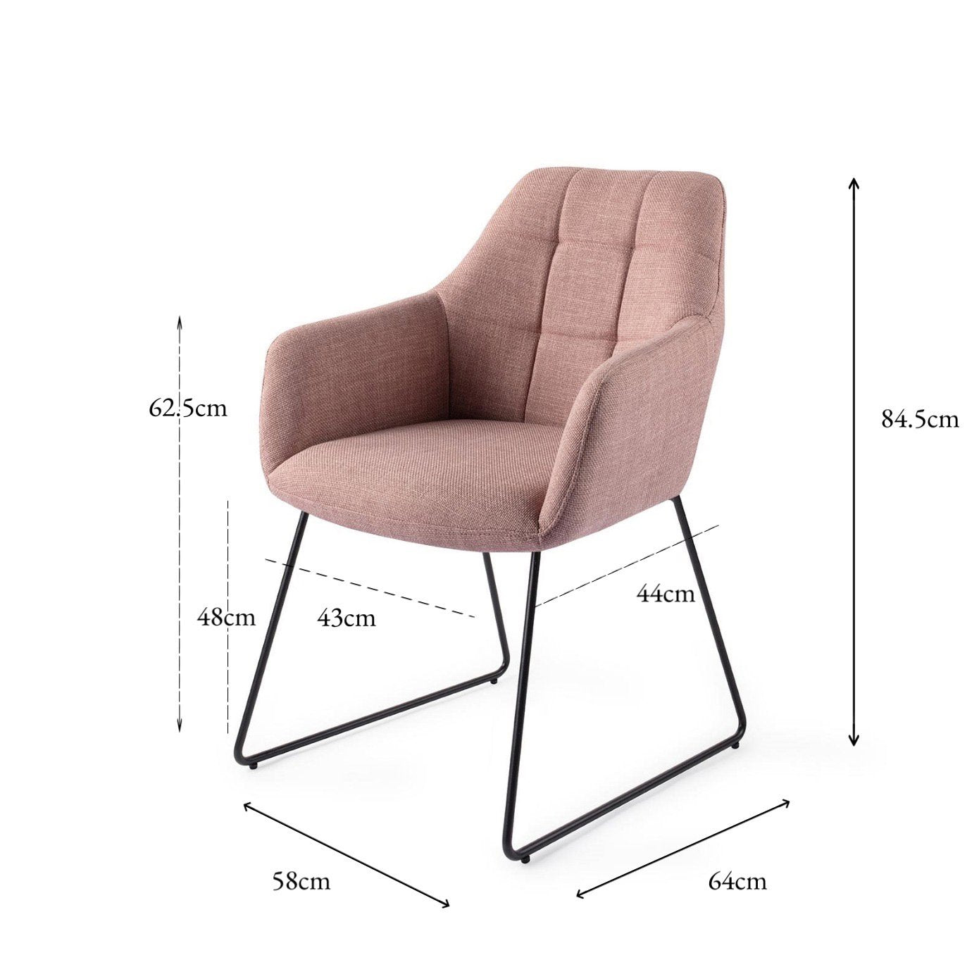 Jesper Home Noto VIntage Rose Eetkamerstoel - Slide Black - KwaliteitWonen.nl