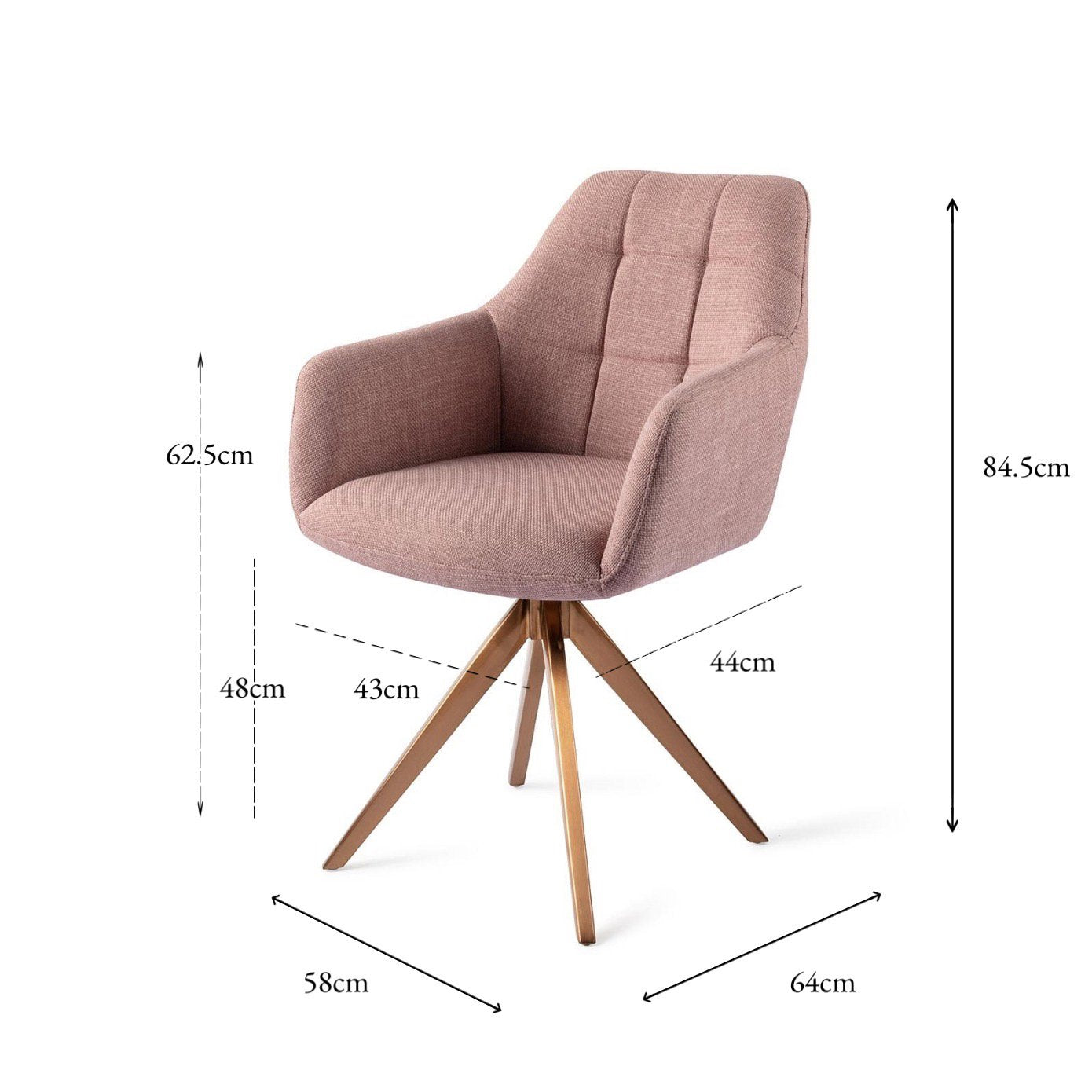 Jesper Home Noto VIntage Rose Eetkamerstoel - Turn Rose - KwaliteitWonen.nl