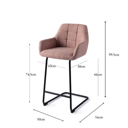 Jesper Home Noto Vintage Rose Barkruk - Arch Black (L) - KwaliteitWonen.nl