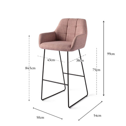 Jesper Home Noto Vintage Rose Barkruk - Slide Black (H) - KwaliteitWonen.nl