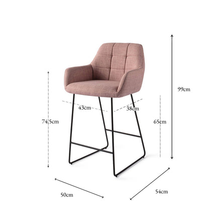 Jesper Home Noto Vintage Rose Barkruk - Slide Black (L) - KwaliteitWonen.nl