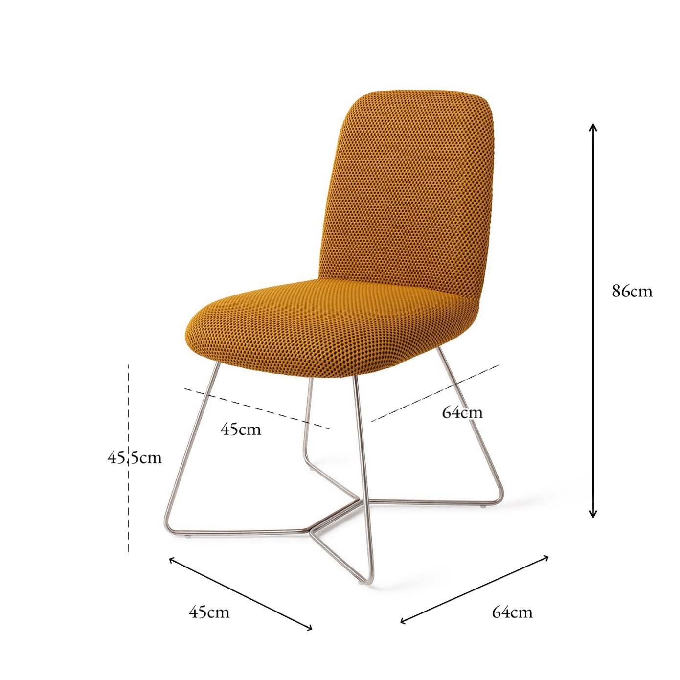 Jesper Home Taiwa Groovy Garam Eetkamerstoel - Beehive Steel - KwaliteitWonen.nl
