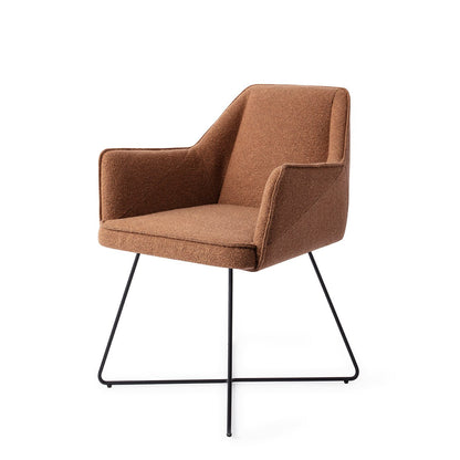 Jesper Home Tome Cinnamon Bun Eetkamerstoel - Cross Black - KwaliteitWonen.nl